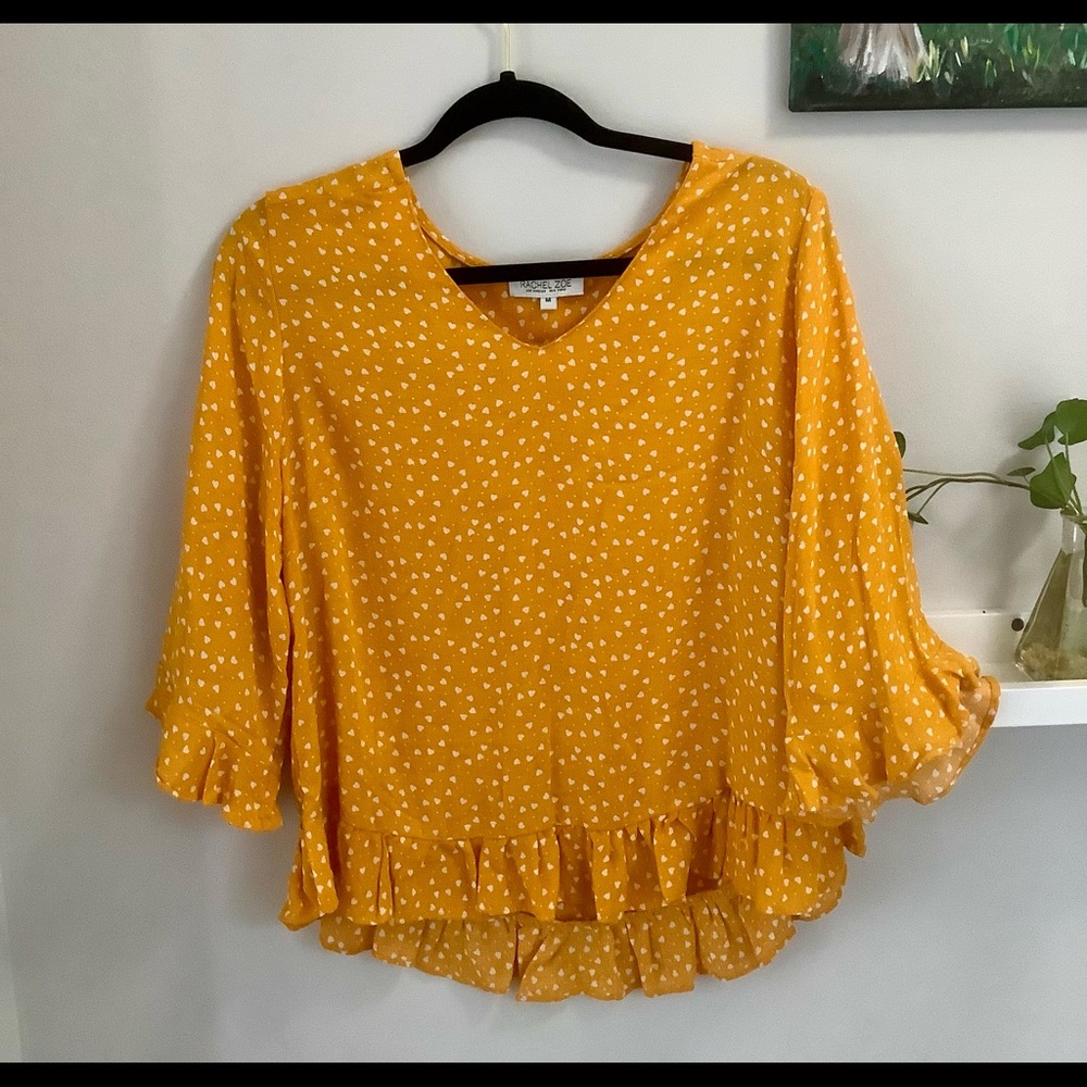 Rachel Zoe Heart Print Ruffle Top